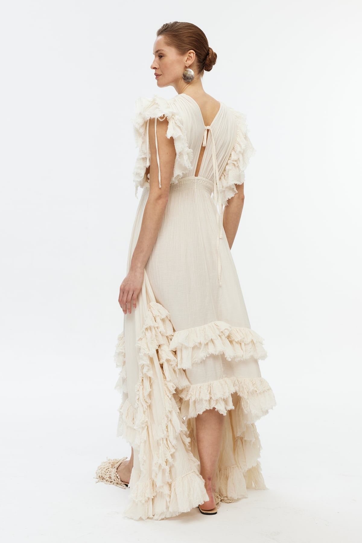 Ekru cotton elbise 6