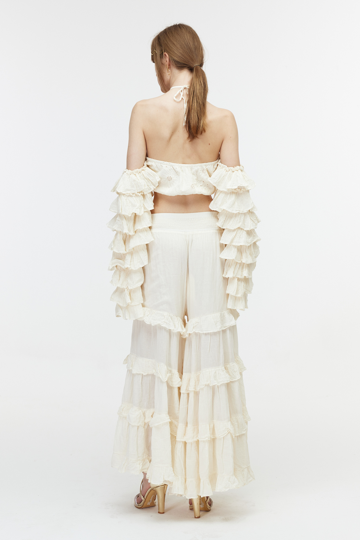 Ekru cotton pantolon